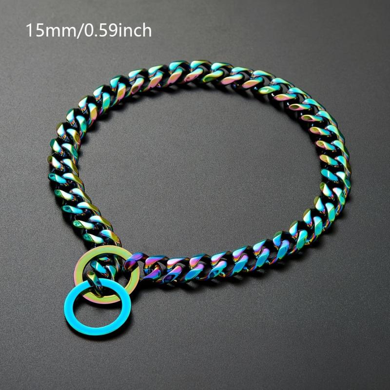 Colorful Cuban Chain Pet Dog Chain Heavy Duty Anti Slip Dog Collar