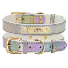 Personalized PU Leather Dog Cat Collar Adjustable ID Nameplate