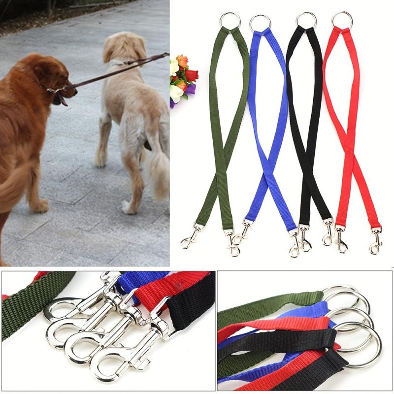 Adjustable Double Belt Dog Leash Nylon Solid Puppy Harness Lead