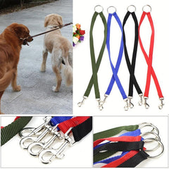 Adjustable Double Belt Dog Leash Nylon Solid Puppy Harness Lead