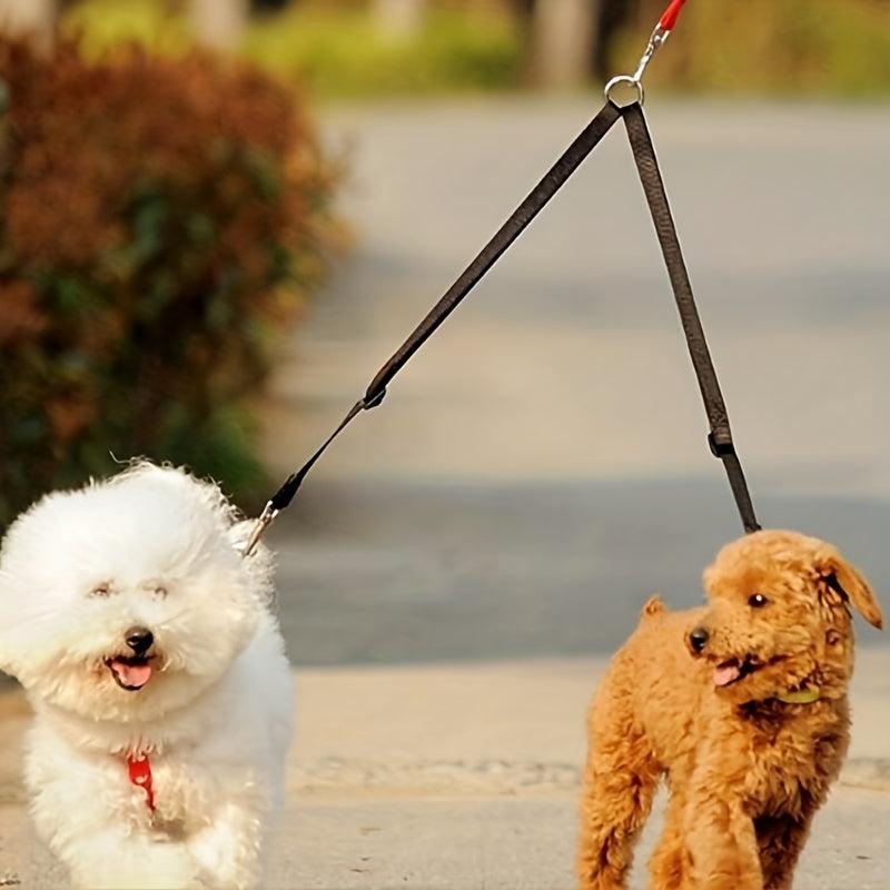Adjustable Double Belt Dog Leash Nylon Solid Puppy Harness Lead