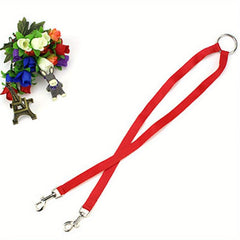 Adjustable Double Belt Dog Leash Nylon Solid Puppy Harness Lead