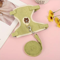 Soft Bear Pattern Cat Harness And Leash Set - Comfortable Cat Vest
