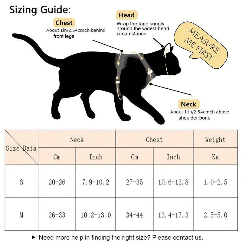 Soft Bear Pattern Cat Harness And Leash Set - Comfortable Cat Vest