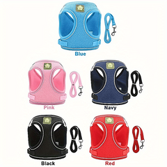 Reflective Dog Harness and Leash Set - No Pull Adjustable Pet Chest Strap