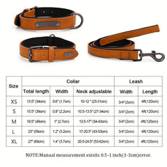 Custom Leather Dog Collar, Personalized Engrave Nameplate, Adjustable Pet Collar