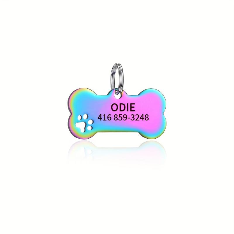 Custom Engraved Dog Bone ID Tag with Phone Number