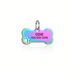 Custom Engraved Dog Bone ID Tag with Phone Number