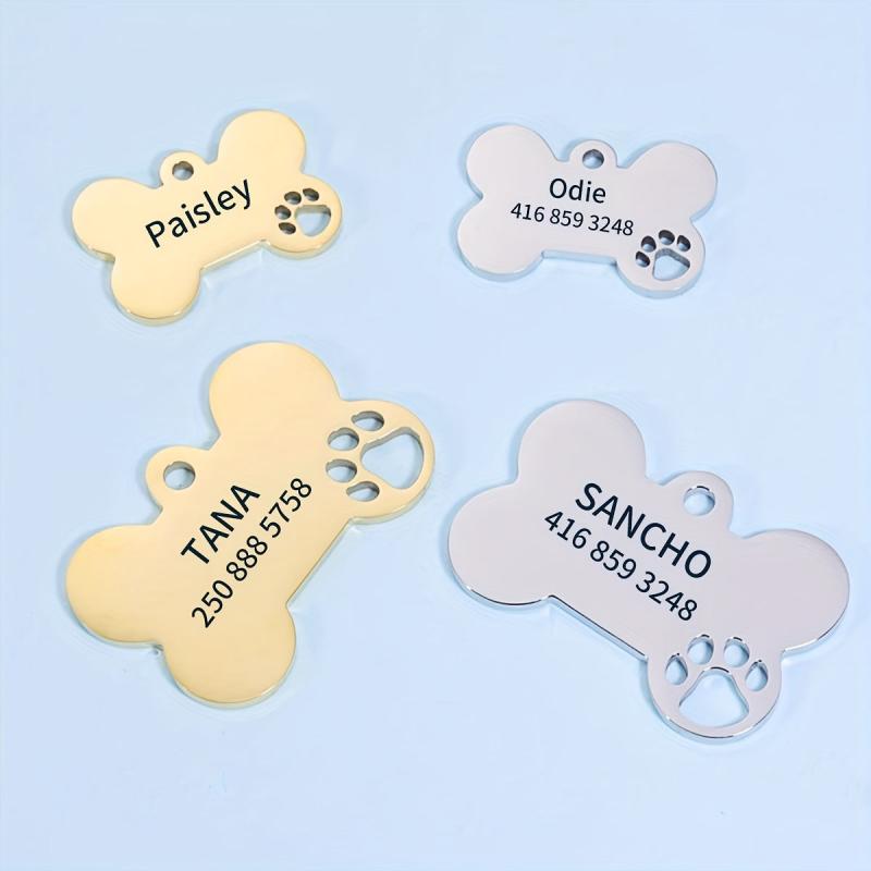 Custom Engraved Dog Bone ID Tag with Phone Number
