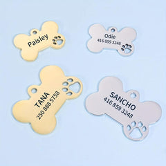 Custom Engraved Dog Bone ID Tag with Phone Number