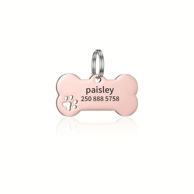 Custom Engraved Dog Bone ID Tag with Phone Number