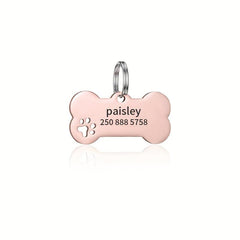 Custom Engraved Dog Bone ID Tag with Phone Number
