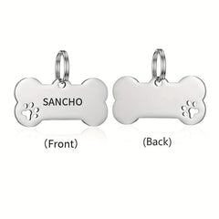 Custom Engraved Dog Bone ID Tag with Phone Number
