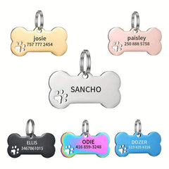 Custom Engraved Dog Bone ID Tag with Phone Number