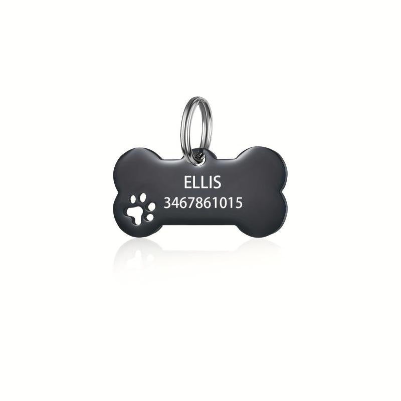 Custom Engraved Dog Bone ID Tag with Phone Number