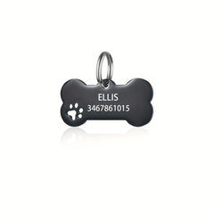 Custom Engraved Dog Bone ID Tag with Phone Number