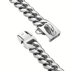 14mm Stainless Steel Dog Collar Waterproof Heavy Duty Silver Cuban Chain