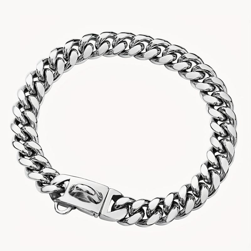 14mm Stainless Steel Dog Collar Waterproof Heavy Duty Silver Cuban Chain