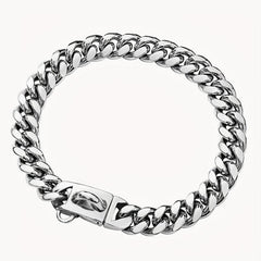 14mm Stainless Steel Dog Collar Waterproof Heavy Duty Silver Cuban Chain