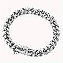 14mm Stainless Steel Dog Collar Waterproof Heavy Duty Silver Cuban Chain