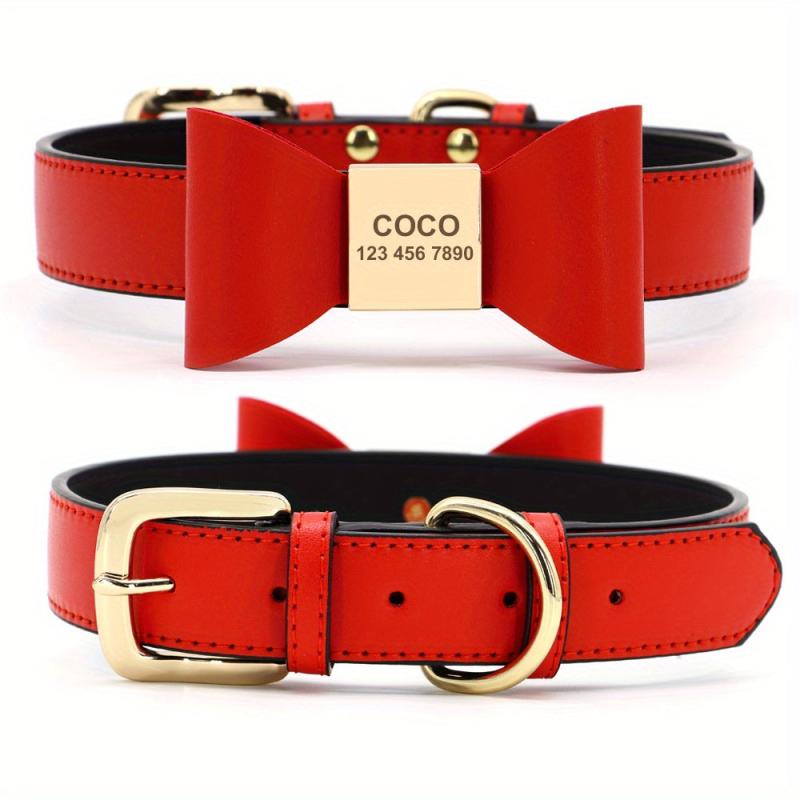 Personalized Bowknot Dog Collar with ID Tag
