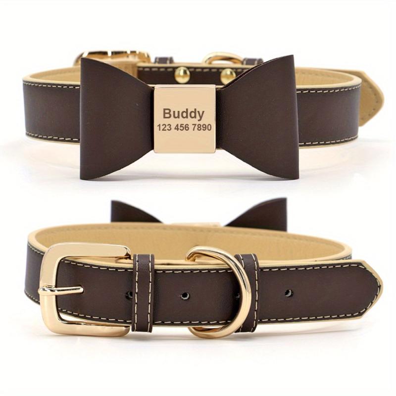 Personalized Bowknot Dog Collar with ID Tag
