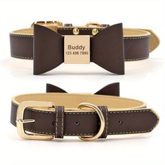 Personalized Bowknot Dog Collar with ID Tag