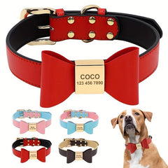 Personalized Bowknot Dog Collar with ID Tag