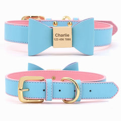 Personalized Bowknot Dog Collar with ID Tag