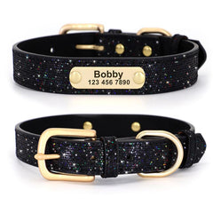 Sparkling Anti Lost Dog Collar with Customizable Name Tag - Adjustable