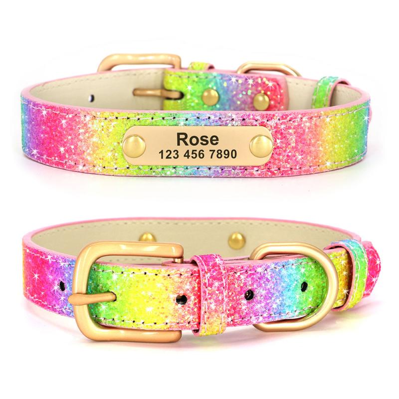 Sparkling Anti Lost Dog Collar with Customizable Name Tag - Adjustable