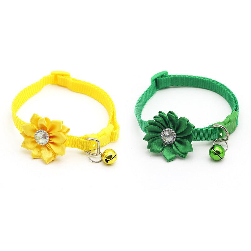 Adjustable Flower Pet Collar with Bells for Dogs