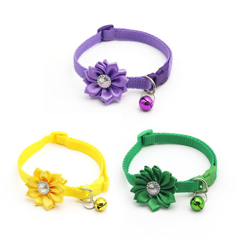 Adjustable Flower Pet Collar with Bells for Dogs
