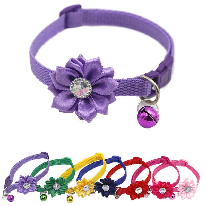 Adjustable Flower Pet Collar with Bells for Dogs