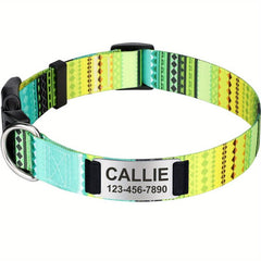 Boho Floral Tribal Pattern Dog Collar Adjustable