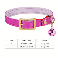 Leather Collar For Kitten Cat Pet Collar With Bell Adjustable Elastic Strap