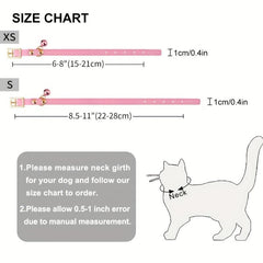 Leather Collar For Kitten Cat Pet Collar With Bell Adjustable Elastic Strap