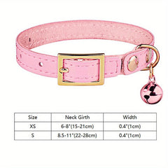 Leather Collar For Kitten Cat Pet Collar With Bell Adjustable Elastic Strap