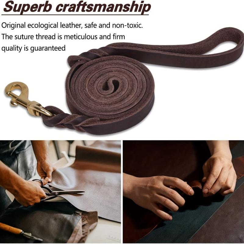 Heavy Duty Leather Dog Leash for Large Medium Small Dogs