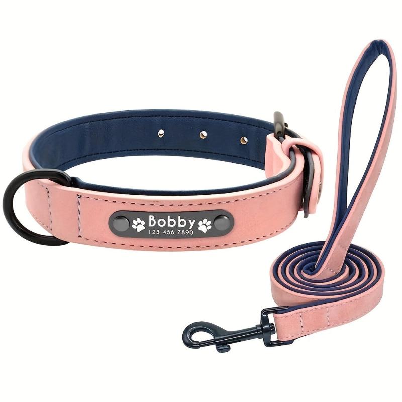 Custom Leather Dog Collars Personalized Engraving Nameplate