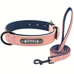 Custom Leather Dog Collars Personalized Engraving Nameplate