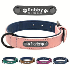 Custom Leather Dog Collars Personalized Engraving Nameplate