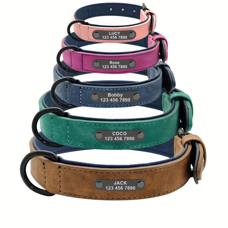 Custom Leather Dog Collars Personalized Engraving Nameplate