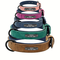 Custom Leather Dog Collars Personalized Engraving Nameplate