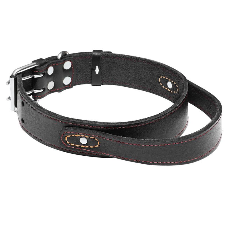 Leather Dog Collar with Handle for Medium and Large Dogs