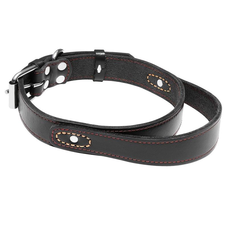 Leather Dog Collar with Handle for Medium and Large Dogs