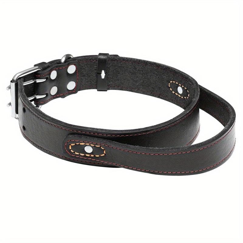 Leather Dog Collar with Handle for Medium and Large Dogs