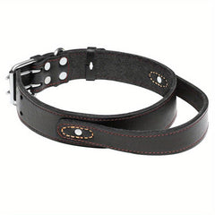 Leather Dog Collar with Handle for Medium and Large Dogs