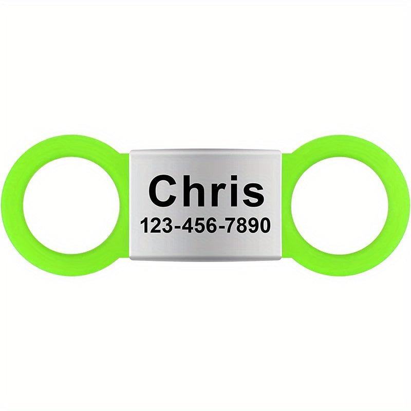 Custom Slide-On Pet ID Tag, Silent Engraved, No Jingle