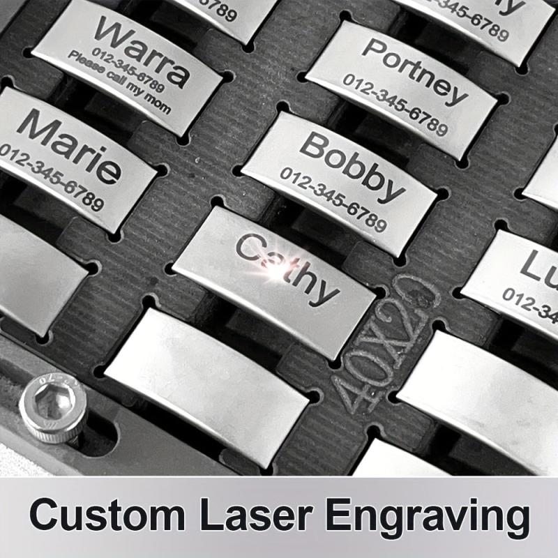 Custom Slide-On Pet ID Tag, Silent Engraved, No Jingle
